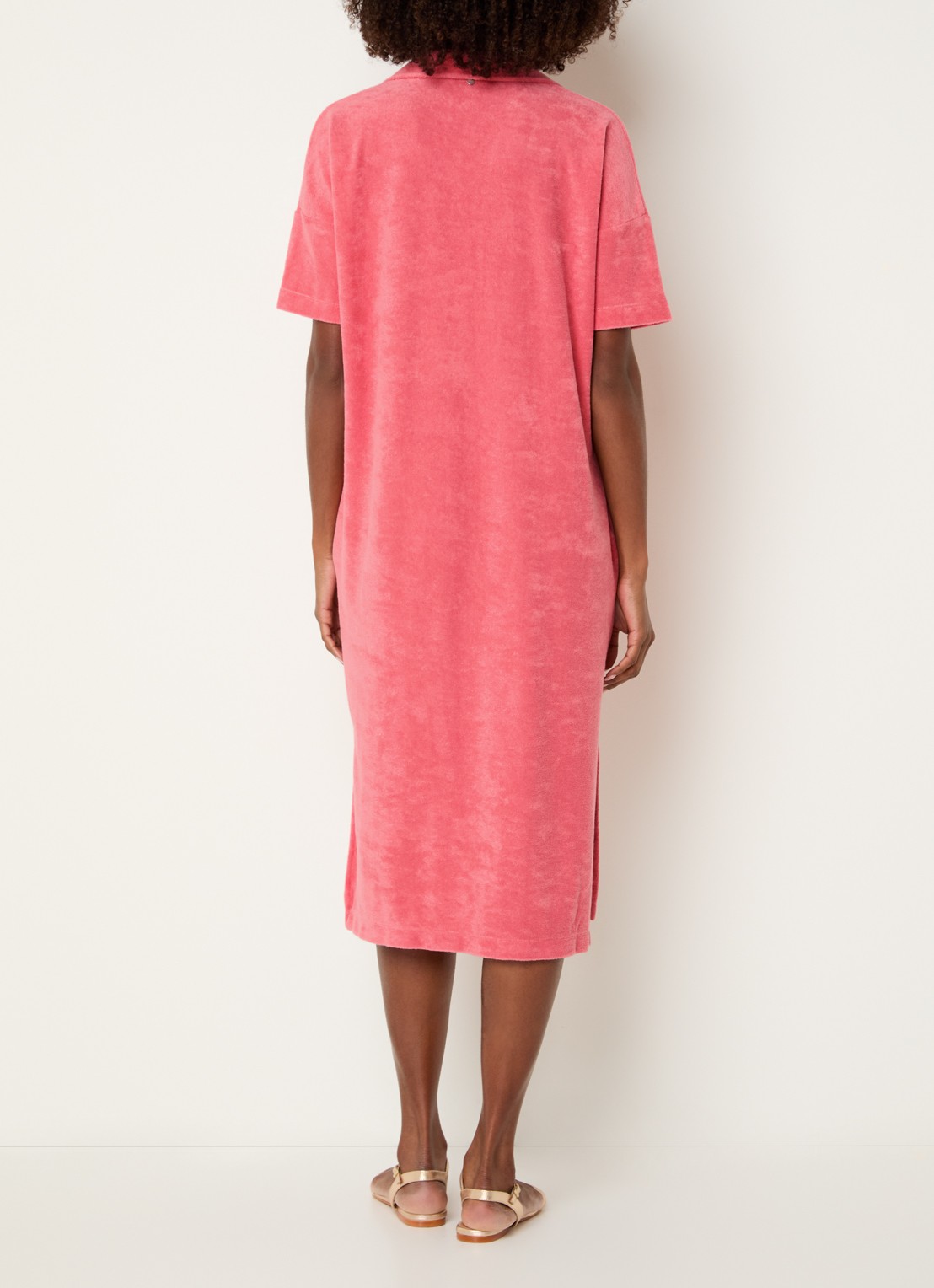 River Woods Midi jurk van badstof met polokraag - achterkant 3 roze