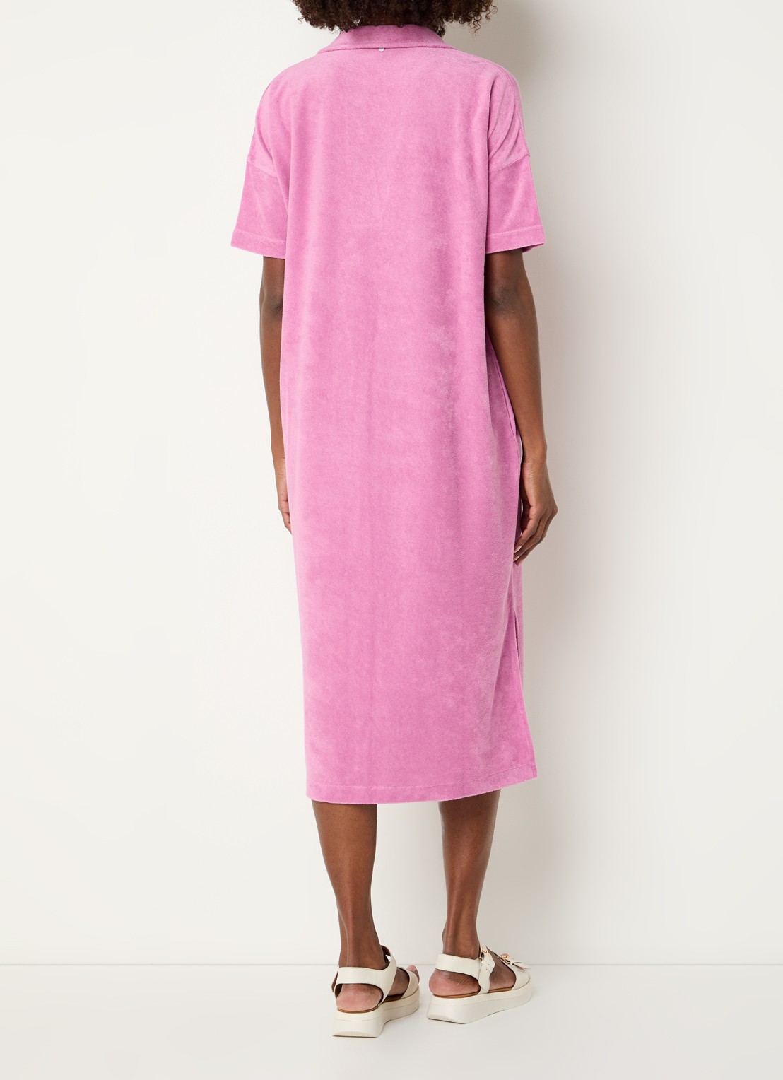 River Woods Midi jurk van badstof met polokraag - achterkant 4 fuchsia
