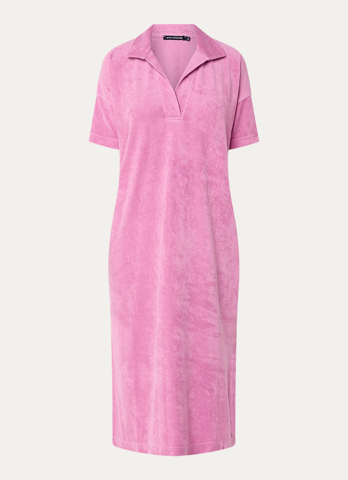 River Woods Midi jurk van badstof met polokraag - voorkant 2 fuchsia