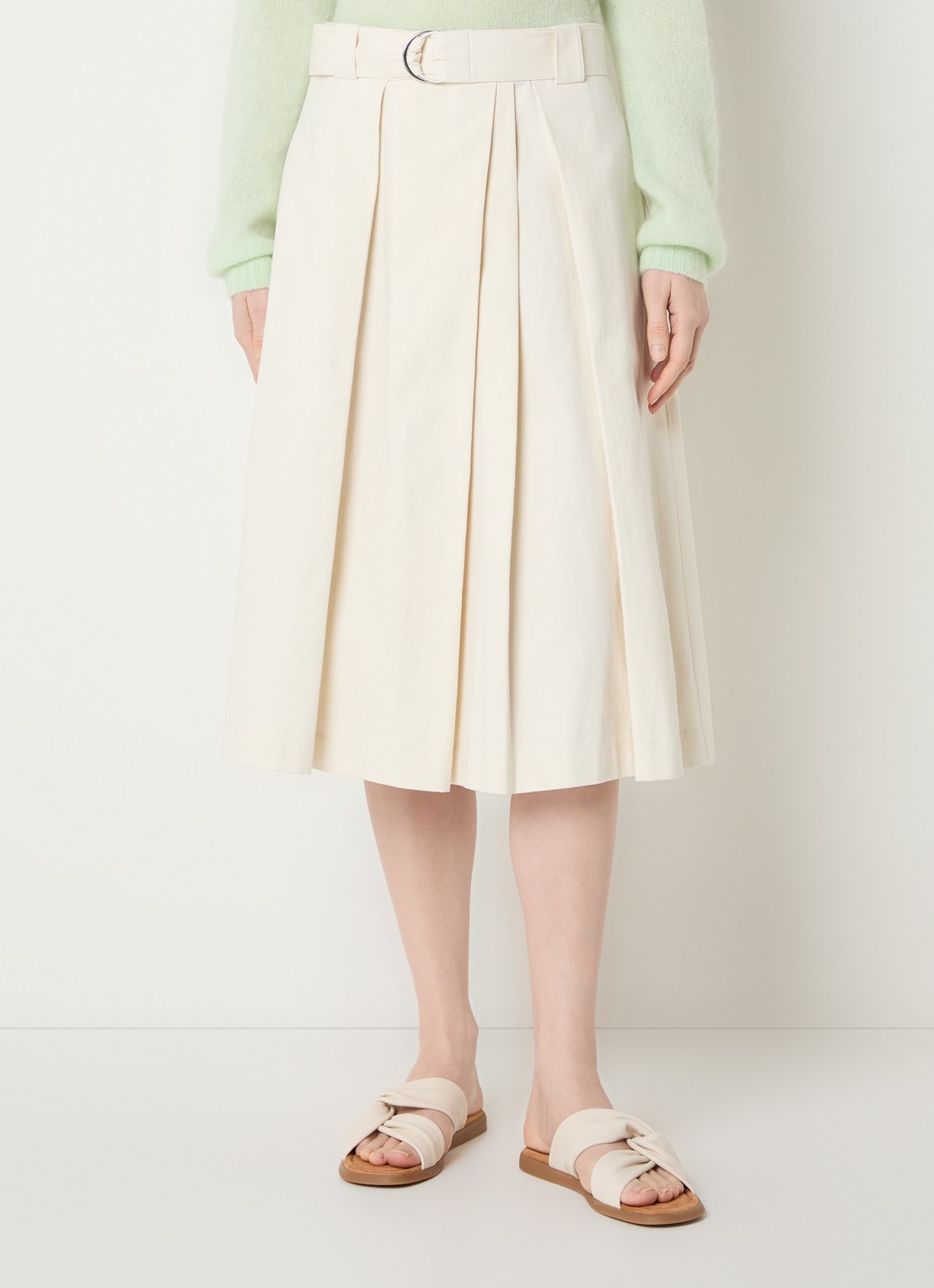 River Woods Midi rok met plooidetail en ceintuur - detail 4 gebroken wit