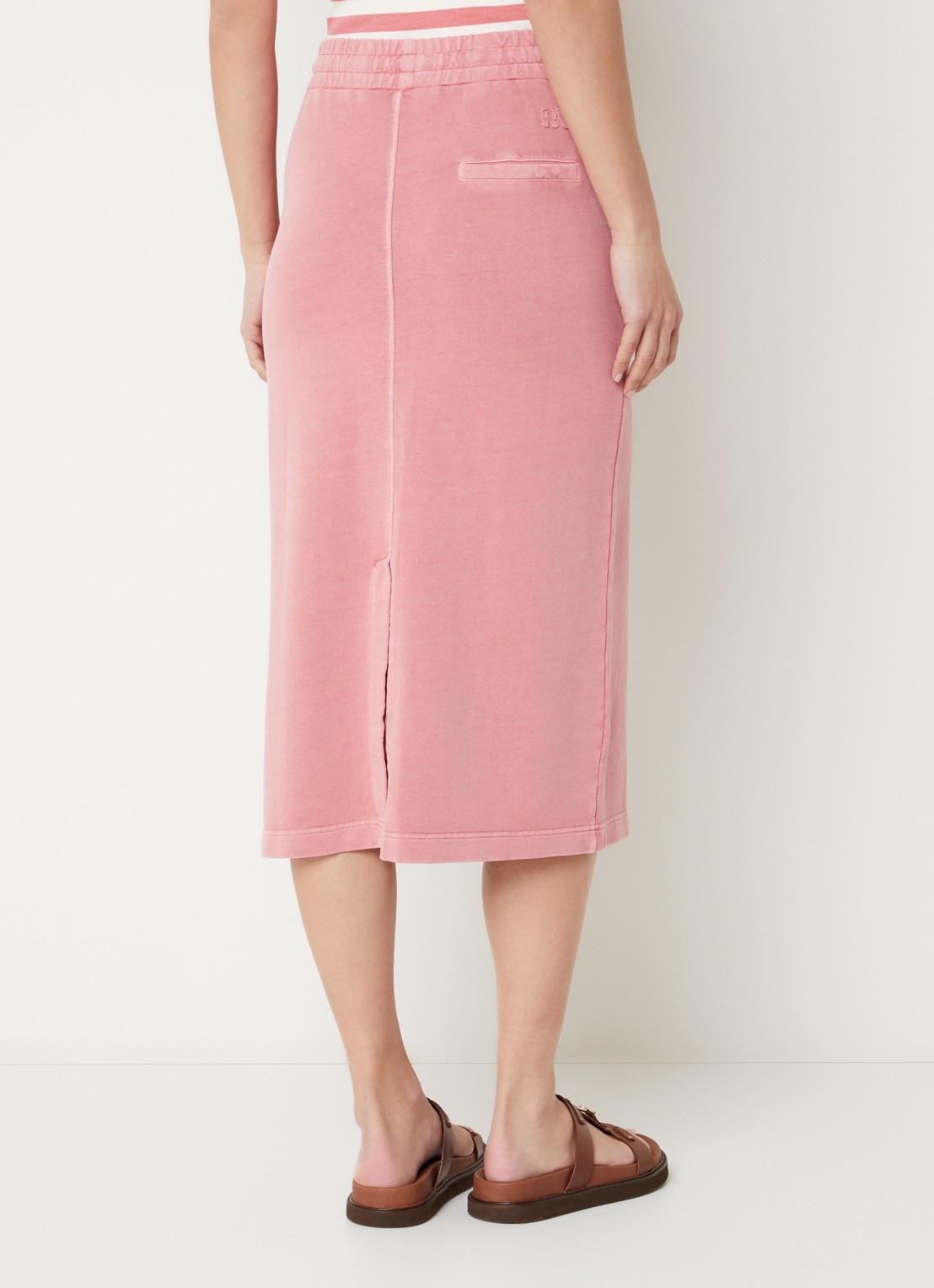 River Woods Midi rok met steekzakken - achterkant 4 roze