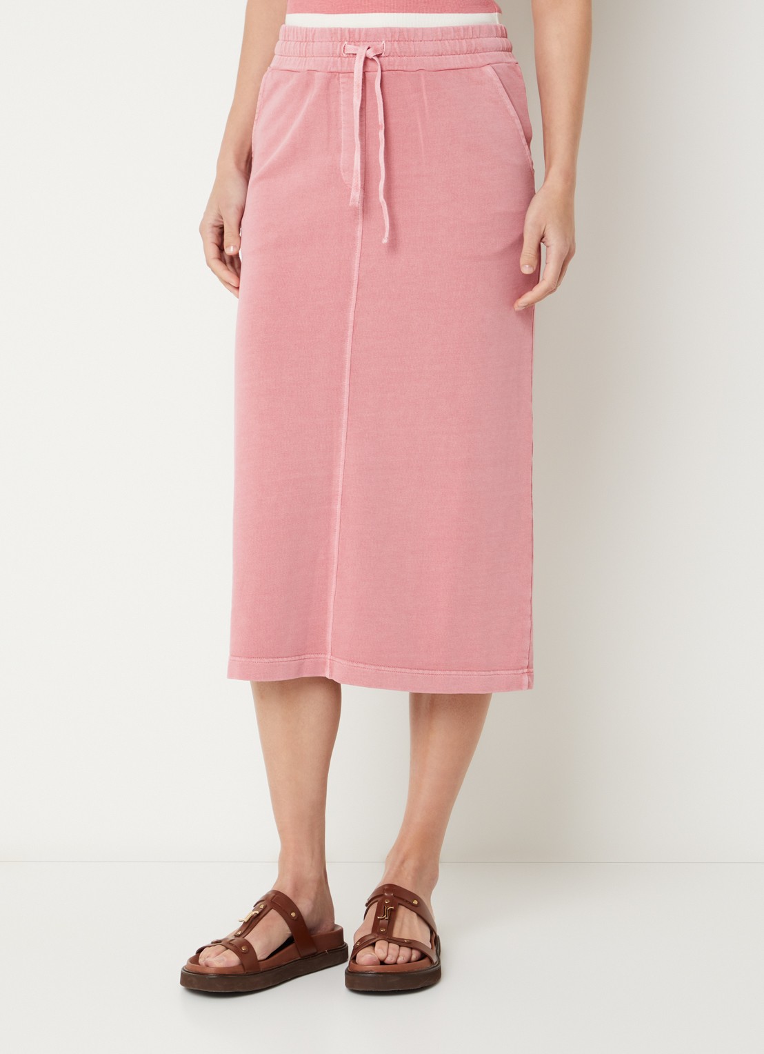 River Woods Midi rok met steekzakken - detail 3 roze