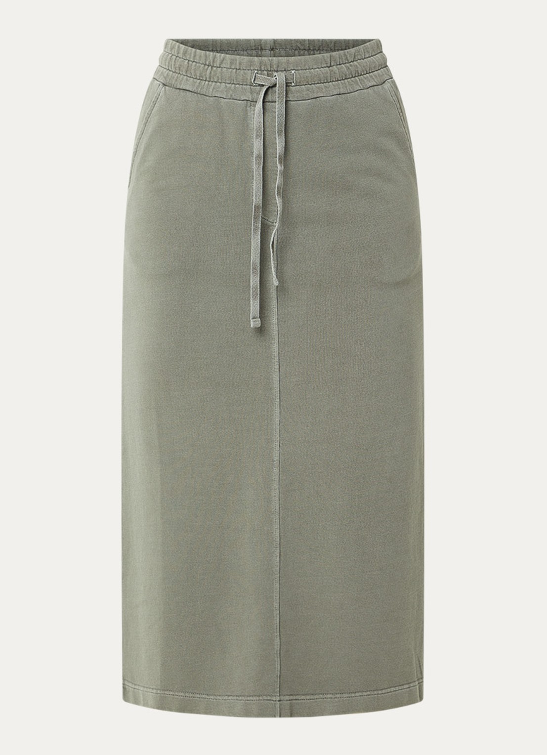 River Woods Midi rok met steekzakken - voorkant 2 legergroen