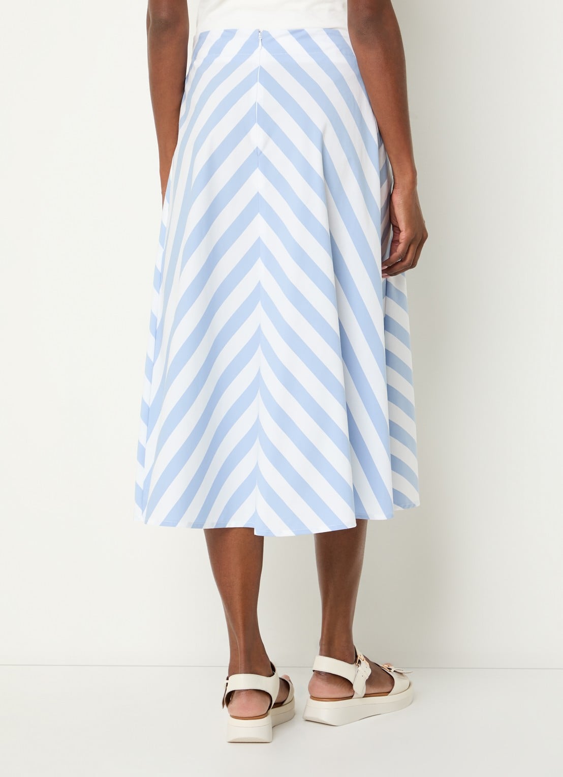 River Woods Midi rok met streepprint - achterkant lichtblauw