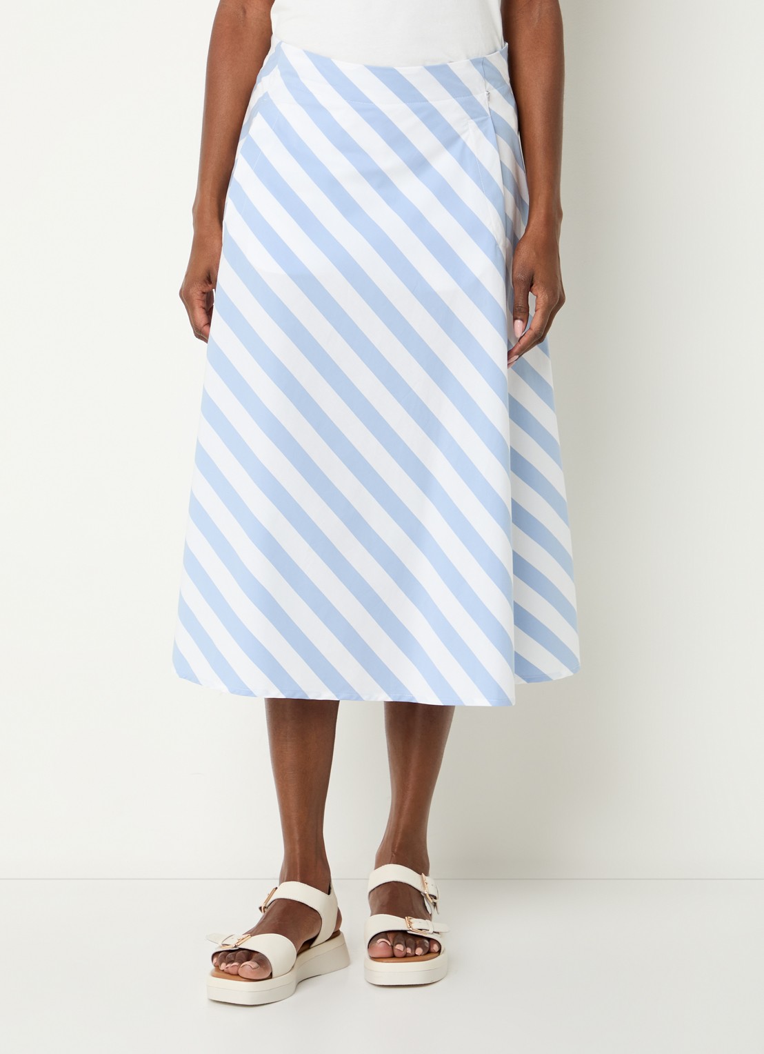 River Woods Midi rok met streepprint - detail 4 lichtblauw
