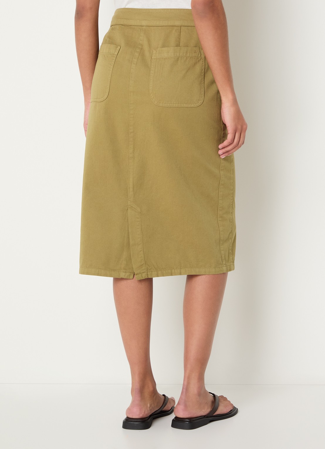 River Woods Midi rok van denim met steekzakken - achterkant 3 mosgroen