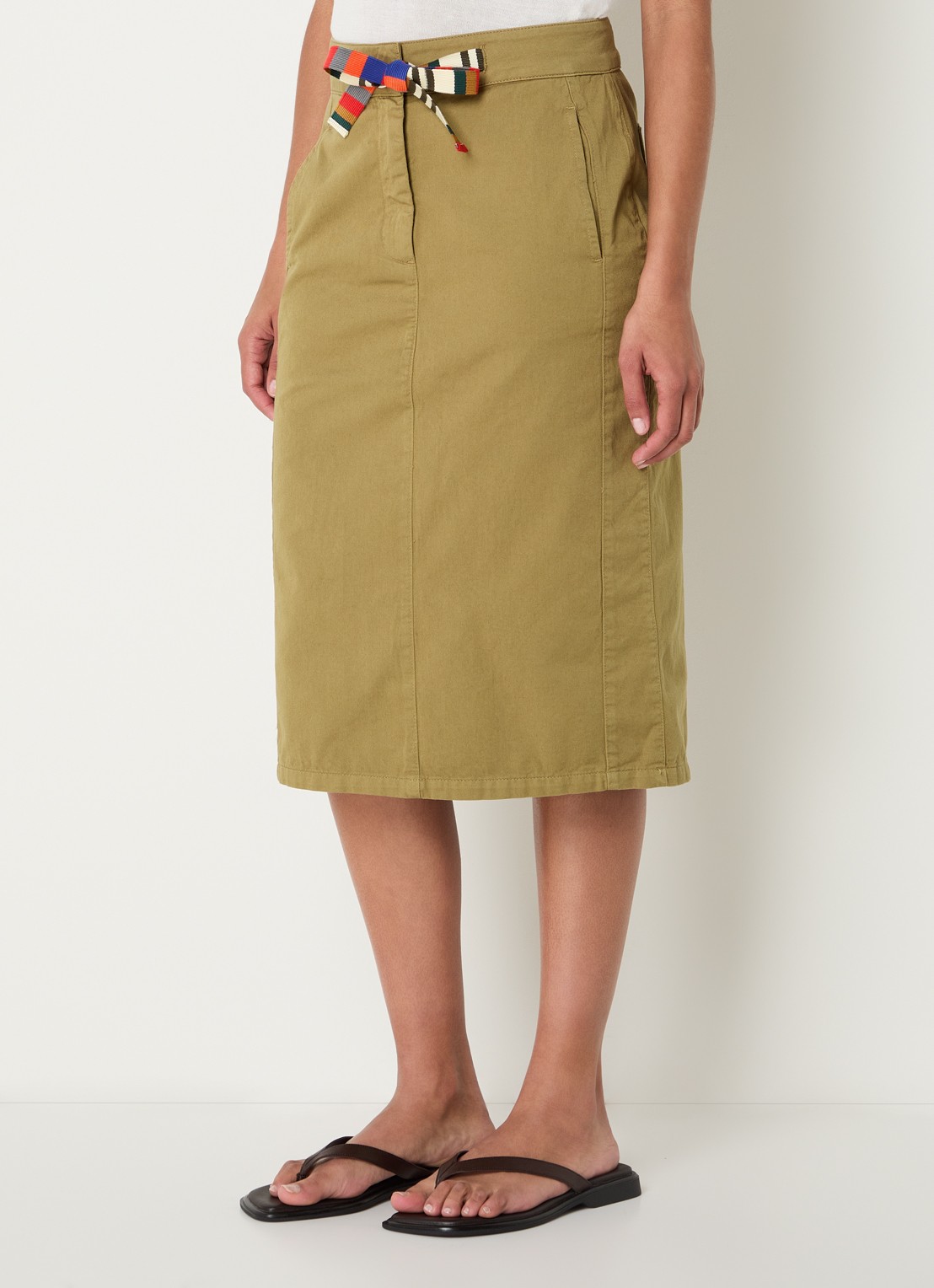 River Woods Midi rok van denim met steekzakken - detail 4 mosgroen