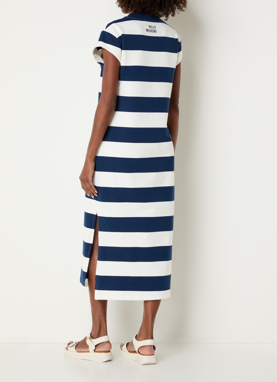 River Woods Midi T-shirt jurk met streepprint - achterkant 2 rood