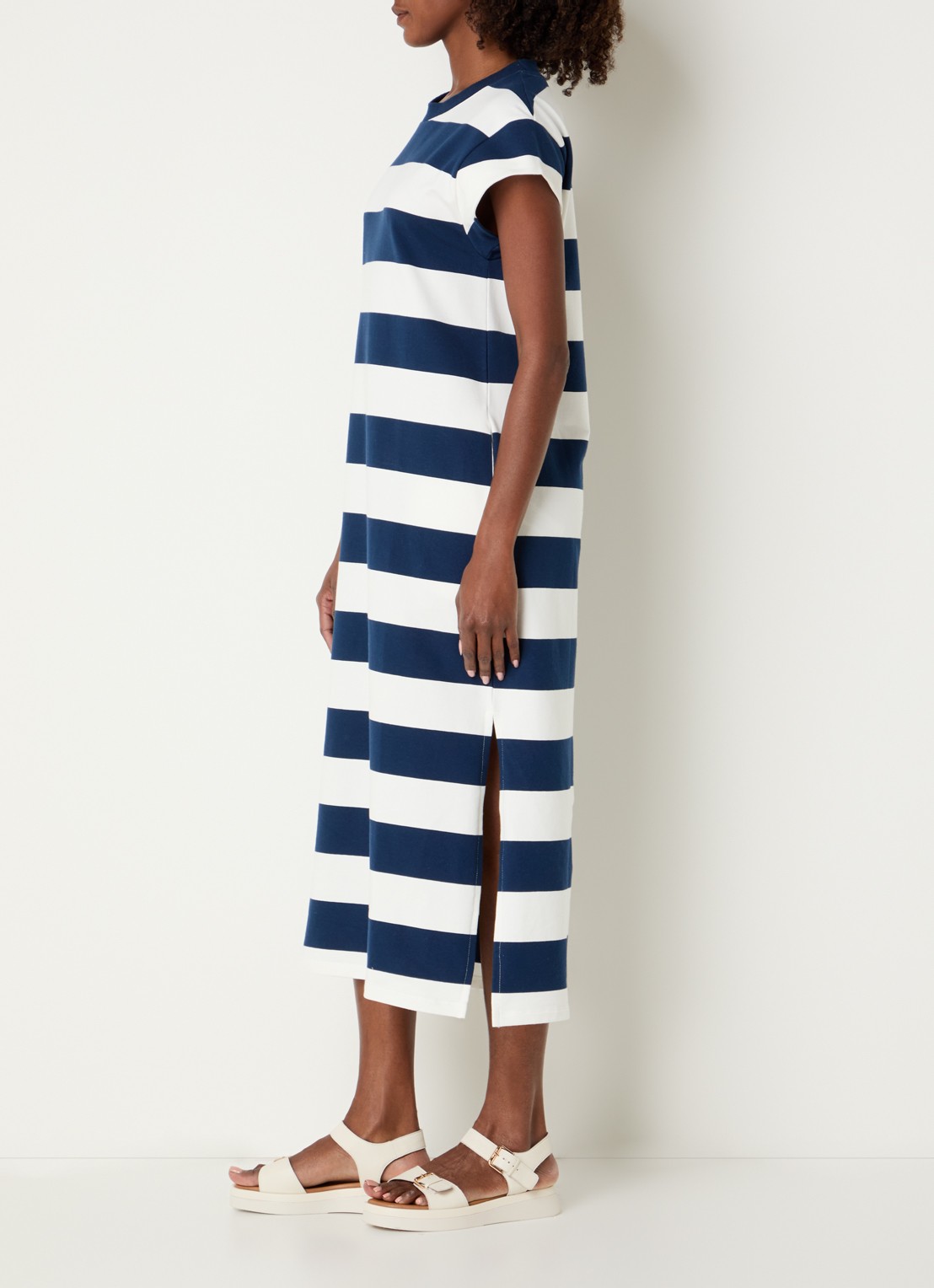 River Woods Midi T-shirt jurk met streepprint - voorkant 4 rood