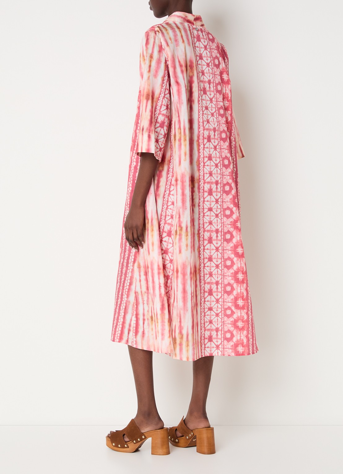River Woods Midi tuniekjurk met steekzakken en print - achterkant koraalroze