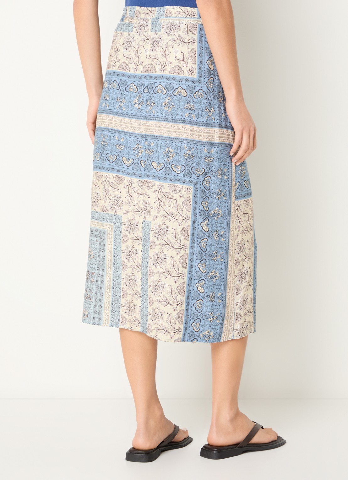 River Woods Midi wikkelrok met print - achterkant 4 blauw