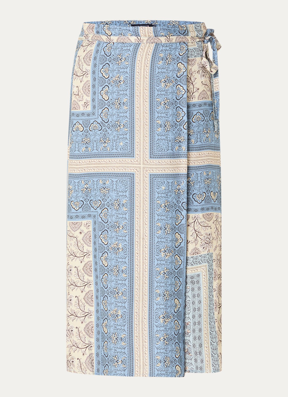 River Woods Midi wikkelrok met print - voorkant blauw