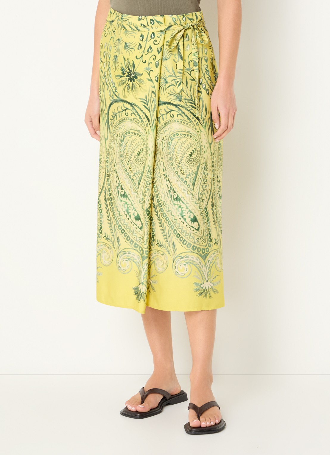 River Woods Midi wikkelrok met print - detail geel