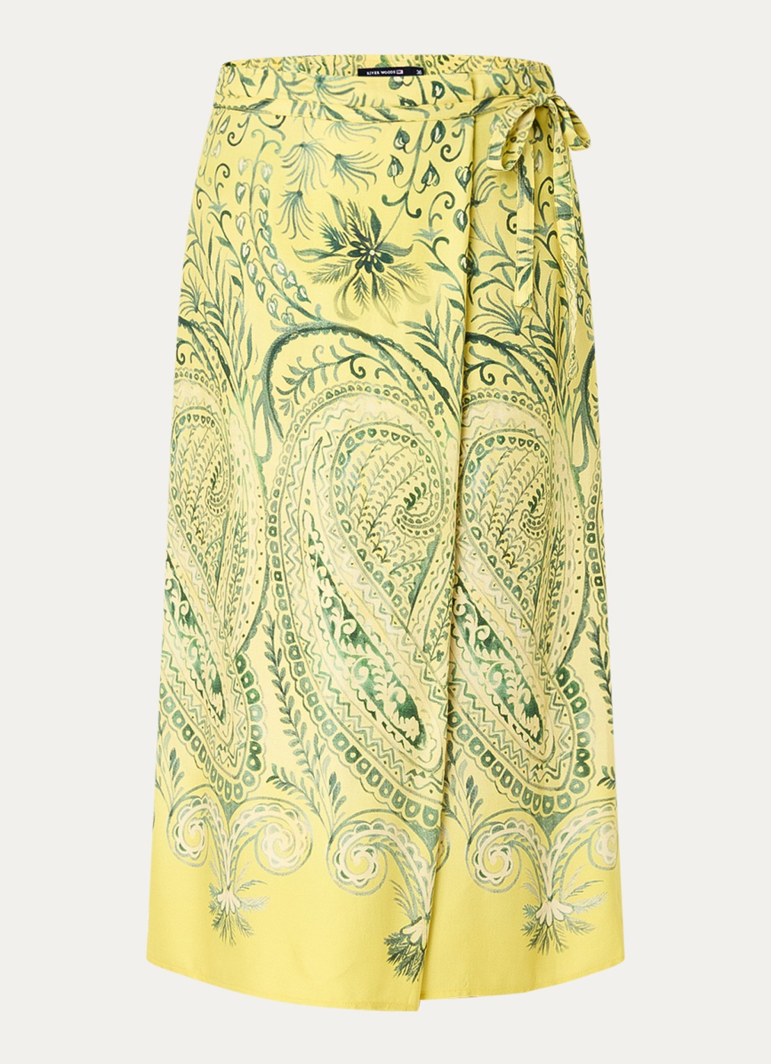 River Woods Midi wikkelrok met print - voorkant 3 geel