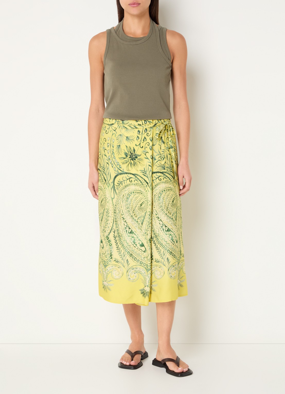 River Woods Midi wikkelrok met print - voorkant 4 geel