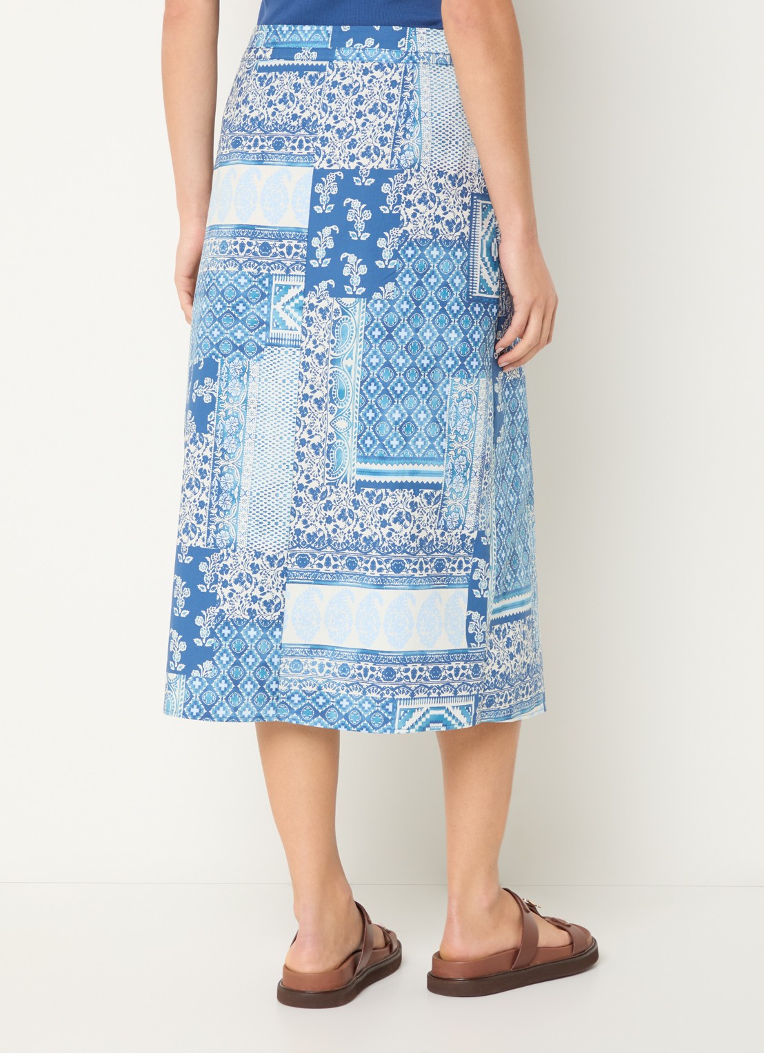 River Woods Midi wikkelrok met print - achterkant blauw
