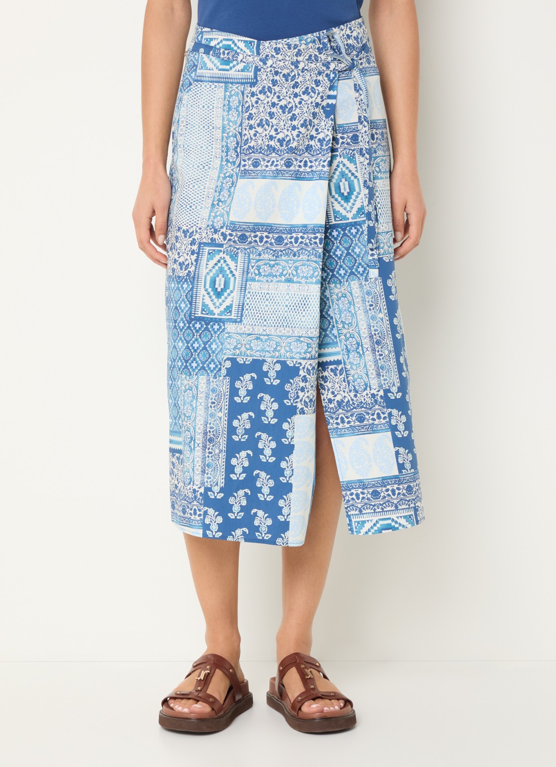 River Woods Midi wikkelrok met print - detail 2 blauw