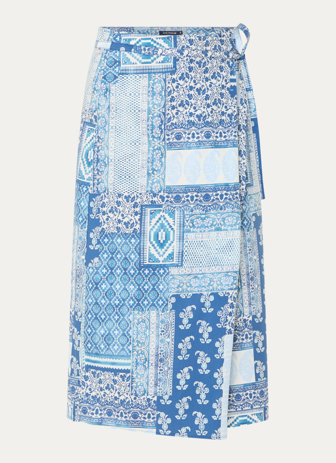 River Woods Midi wikkelrok met print - voorkant 3 blauw