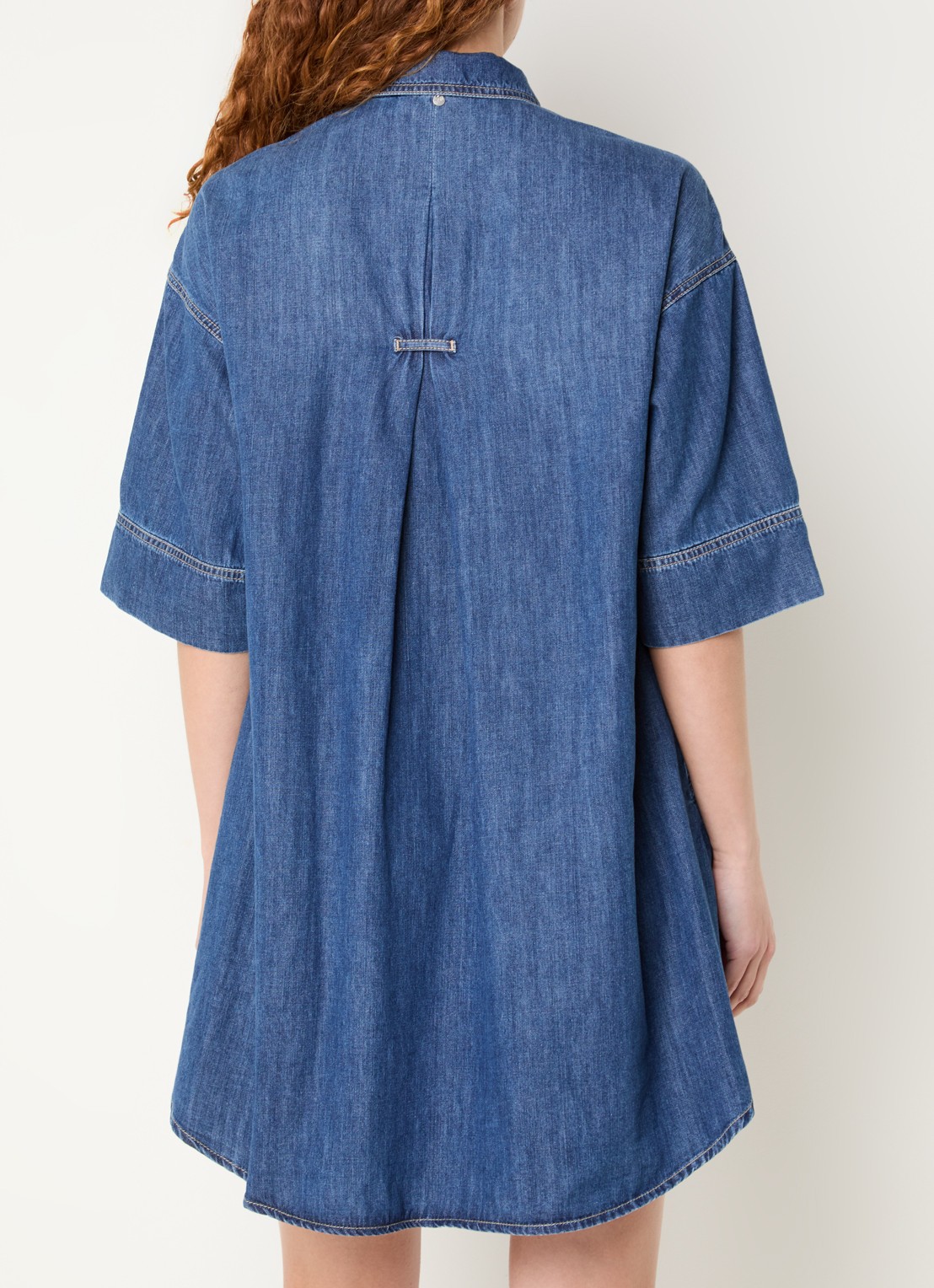 River Woods Mini A-lijn blousejurk van denim - achterkant indigo