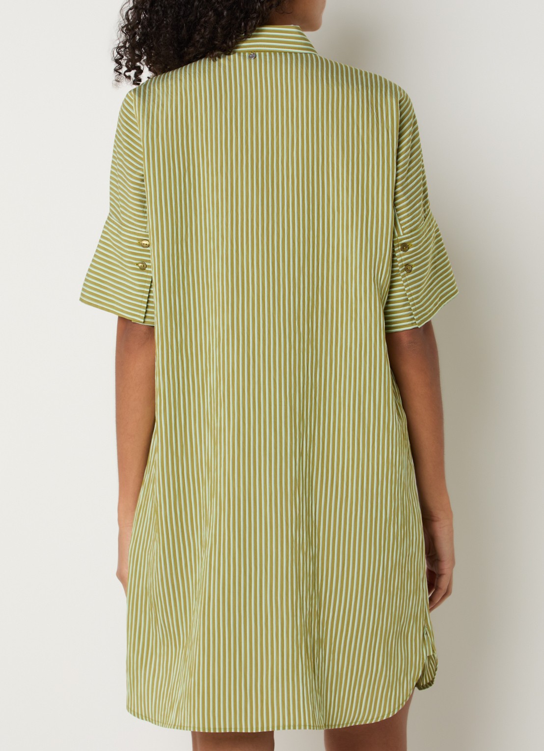 River Woods Mini blousejurk met streepprint en steekzakken - achterkant mosgroen