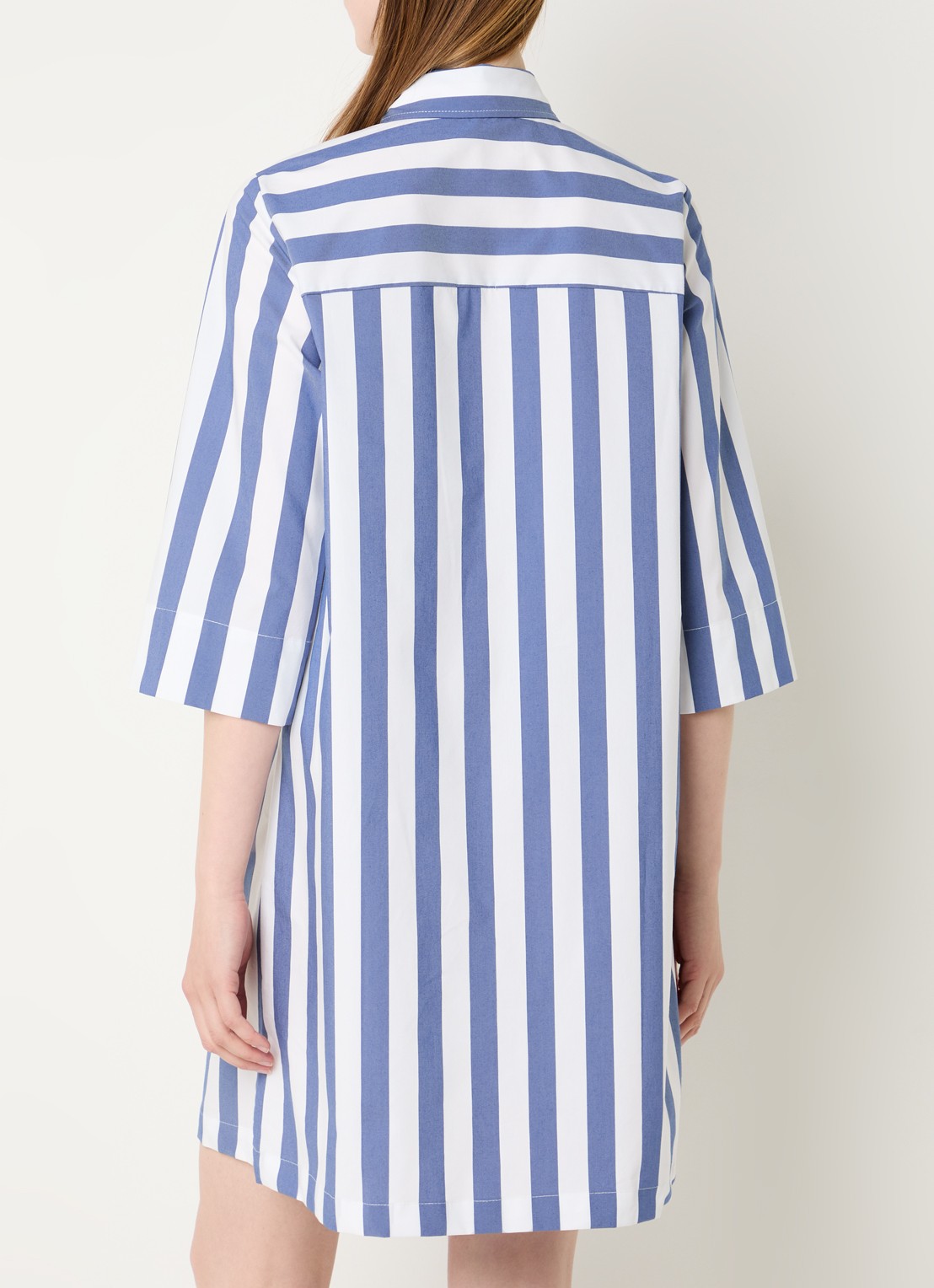 River Woods Mini blousejurk met streepprint - achterkant staalblauw