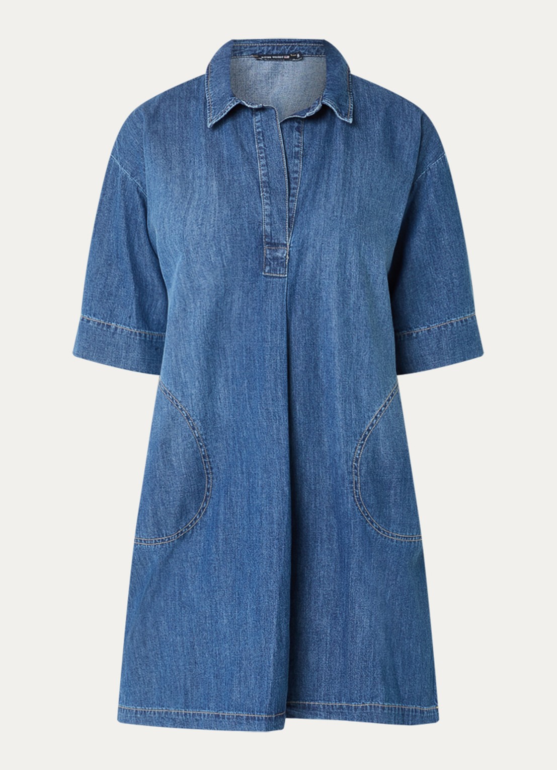 River Woods Mini denim jurk met steekzakken - voorkant 2 indigo