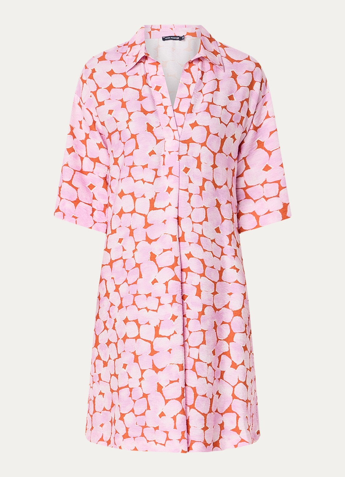 River Woods Mini jurk met print en steekzakken - voorkant roze