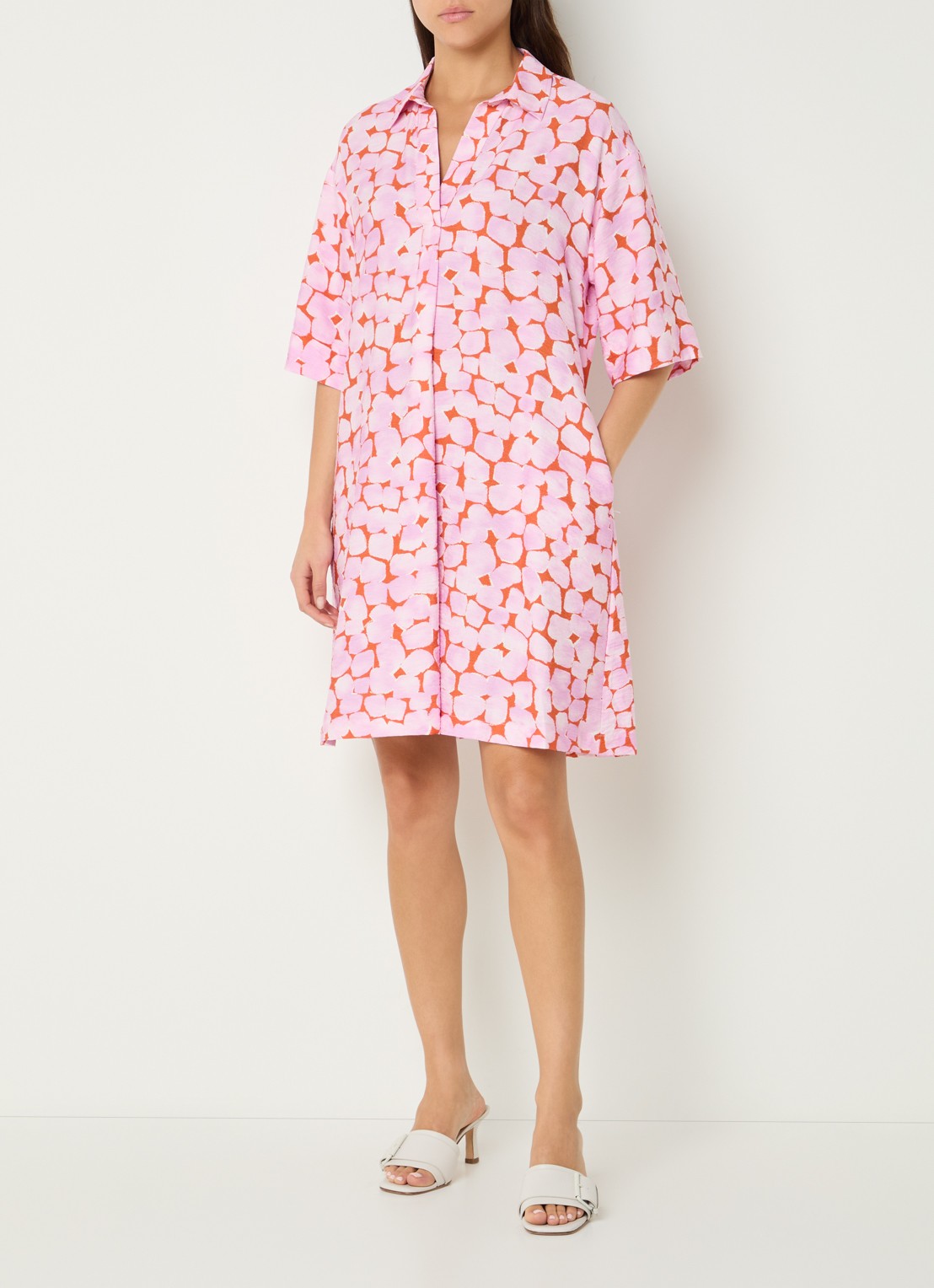 River Woods Mini jurk met print en steekzakken - voorkant 2 roze