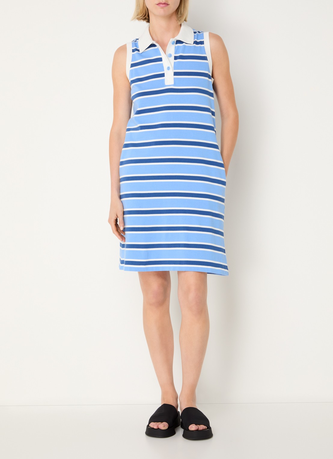 River Woods Mini jurk met streepprint - voorkant 2 blauw