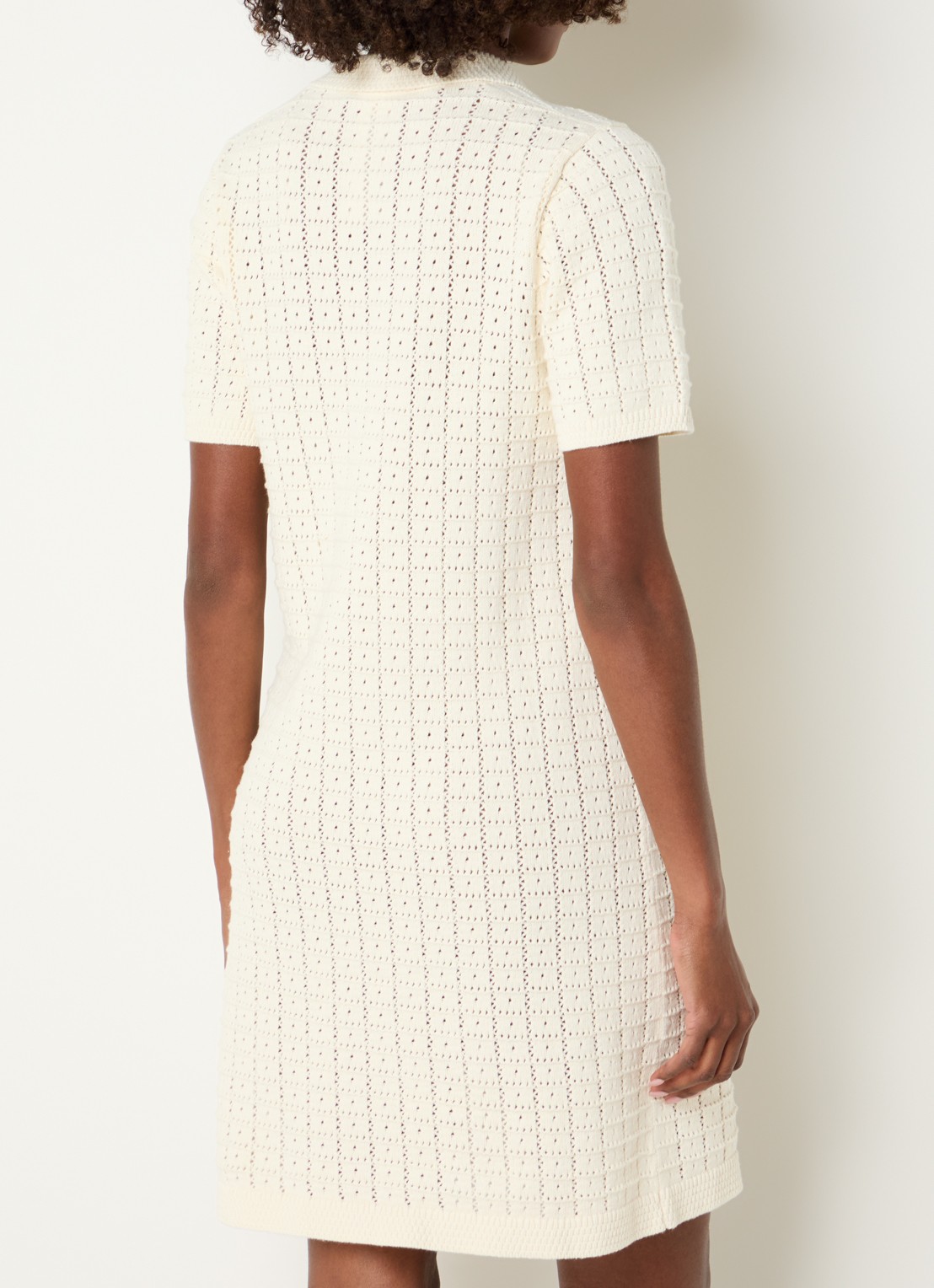 River Woods Mini jurk van crochet met opgestikte zakken - achterkant 2 gebroken wit