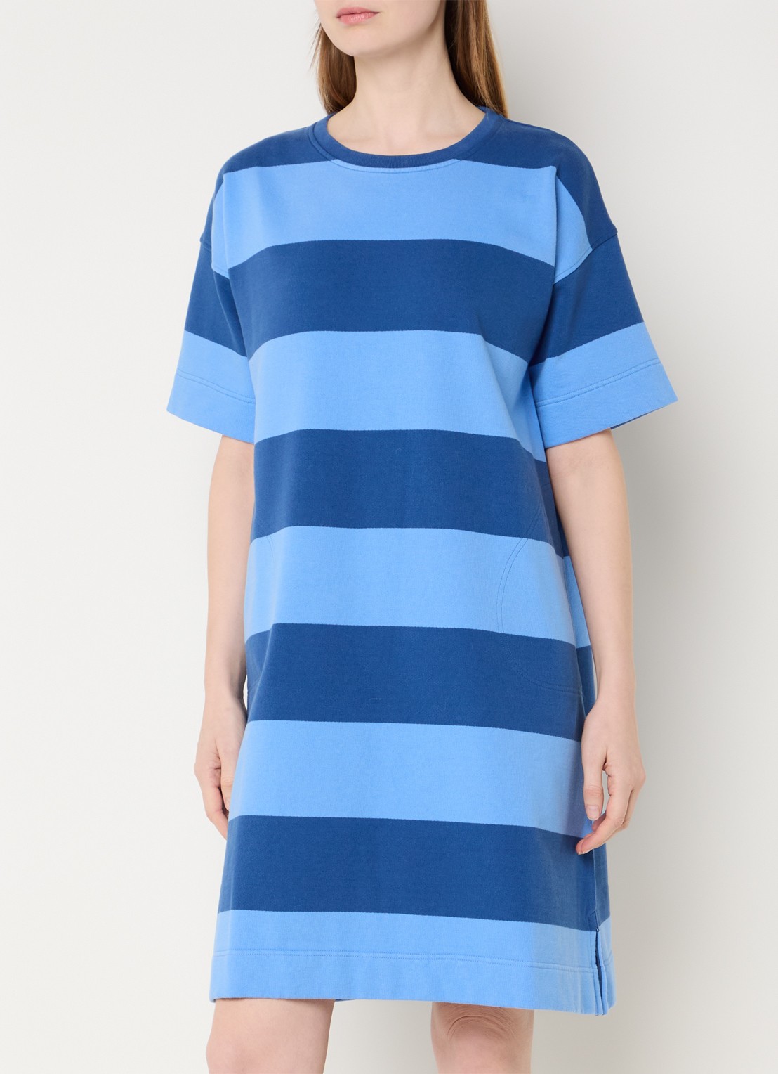River Woods Mini jurk van sweatstof met streepprint - detail 4 blauw
