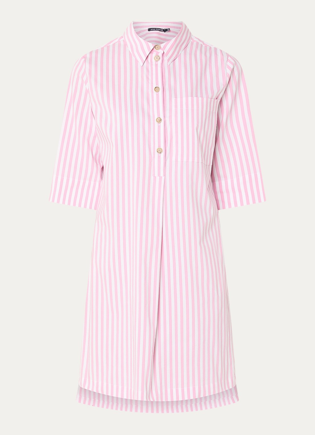 River Woods Mini tuniekjurk met streepprint en borstzak - voorkant 2 roze