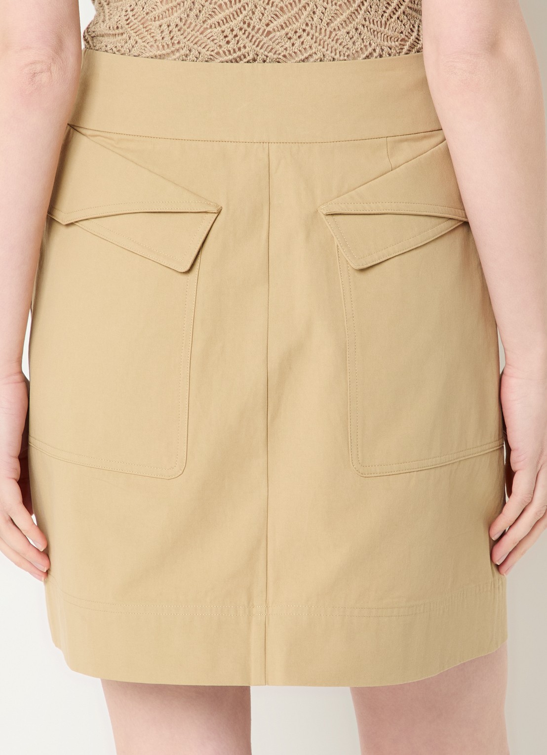 River Woods Minirok met ceintuur - achterkant khaki