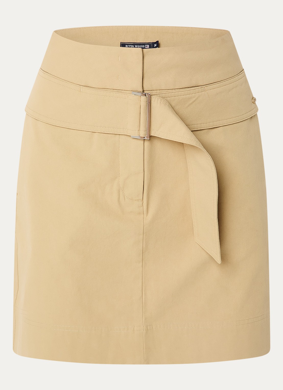 River Woods Minirok met ceintuur - voorkant 2 khaki