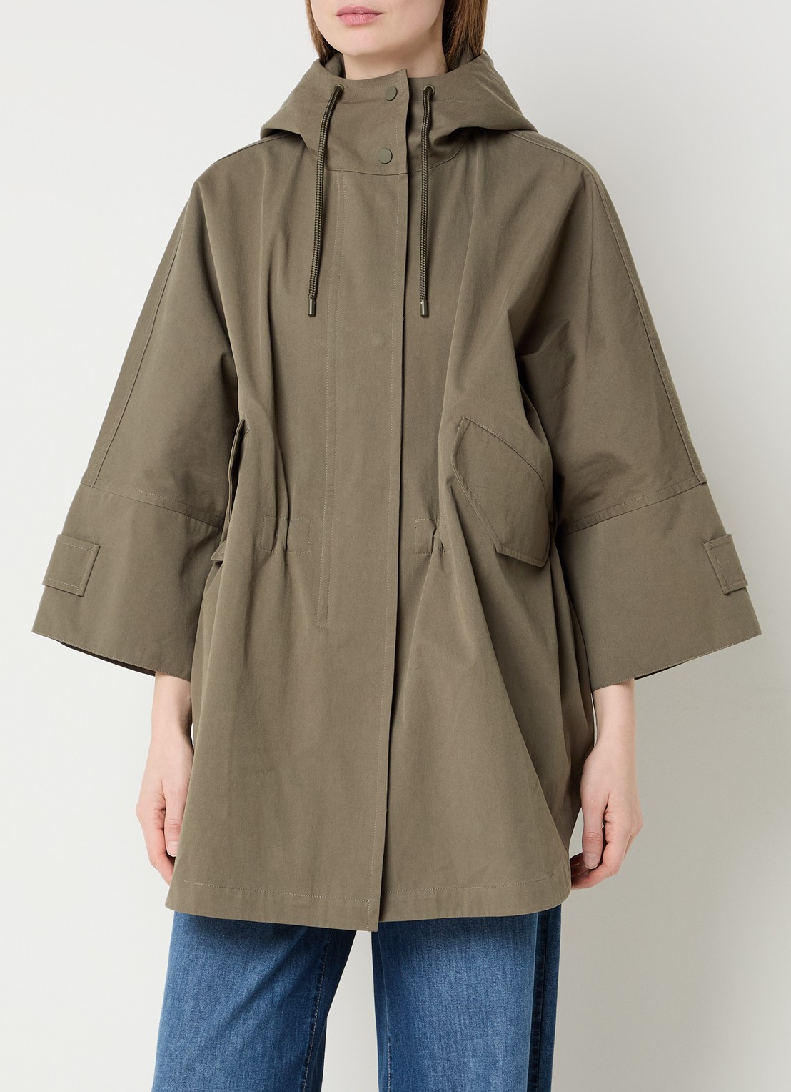 River Woods Oversized parka met capuchon - detail mosgroen