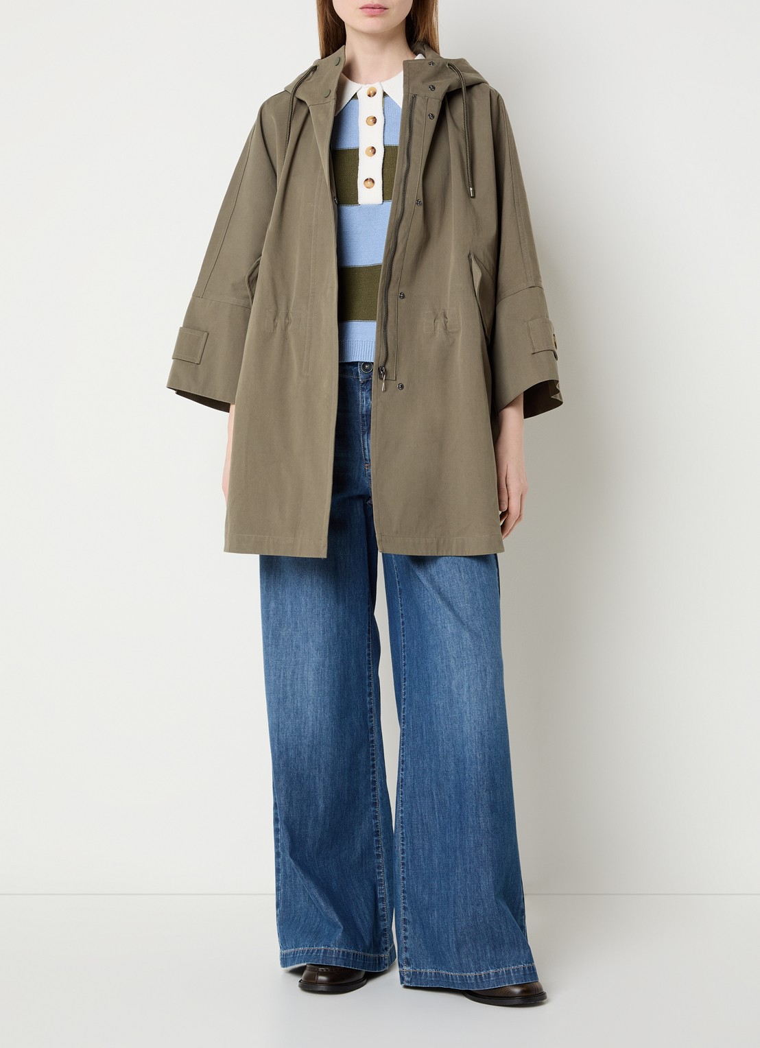 River Woods Oversized parka met capuchon - voorkant 3 mosgroen
