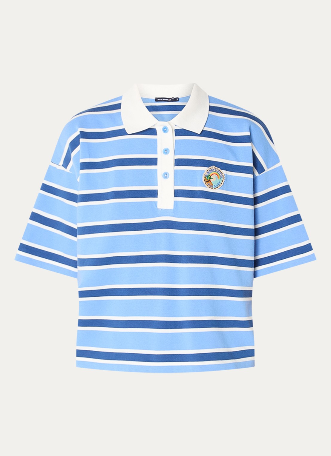 River Woods Polo met streepprint - voorkant blauw
