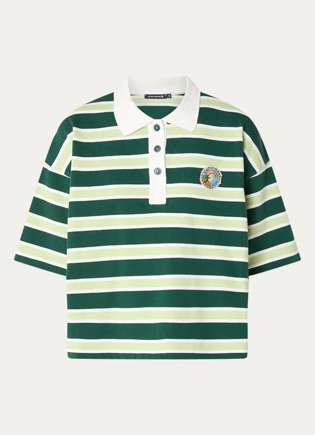 River Woods Polo met streepprint - voorkant 2 groen