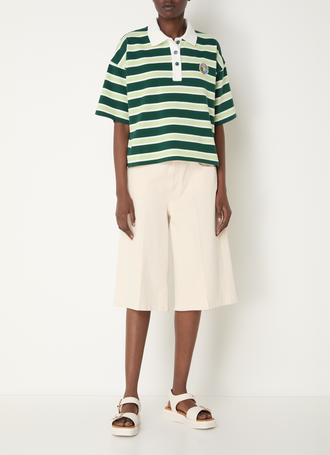 River Woods Polo met streepprint - voorkant 3 groen
