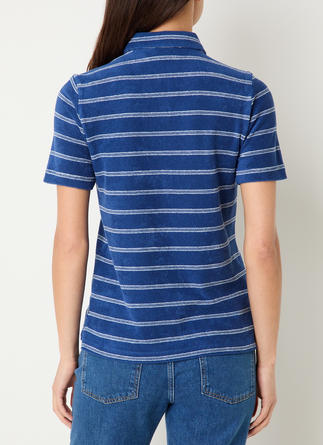River Woods Polo van badstof met streepprint - achterkant 4 indigo