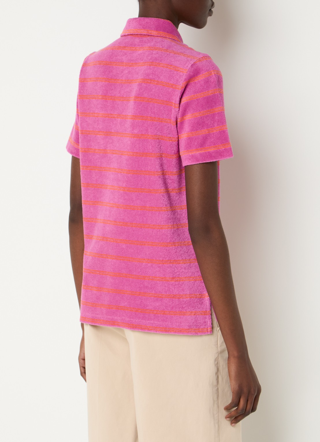 River Woods Polo van badstof met streepprint - achterkant 4 fuchsia