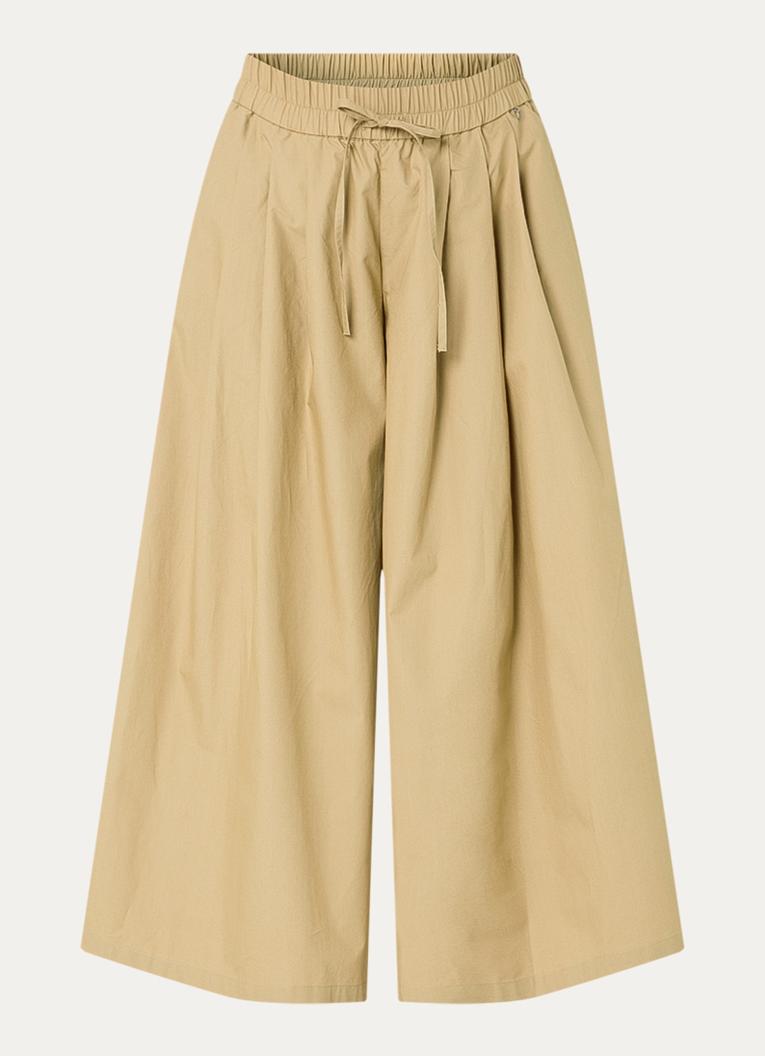 River Woods Poplin mid waist wide fit palazzo broek met steekzakken - voorkant 3 mosterd