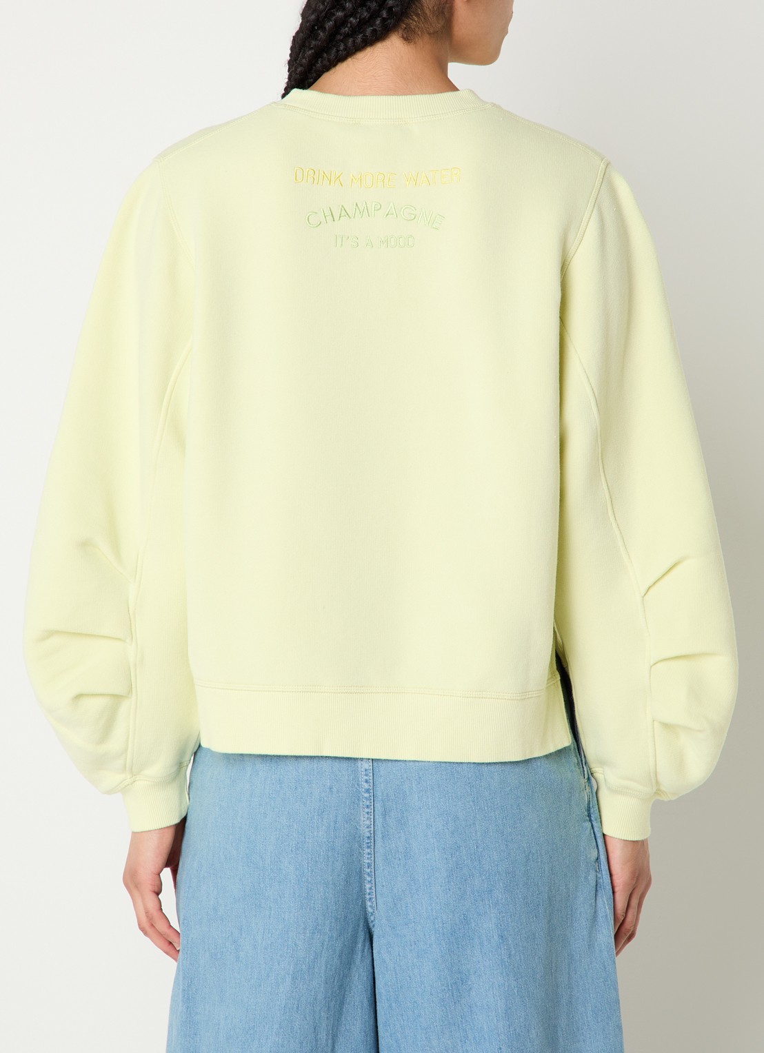 River Woods Sweater met borduring - achterkant lime