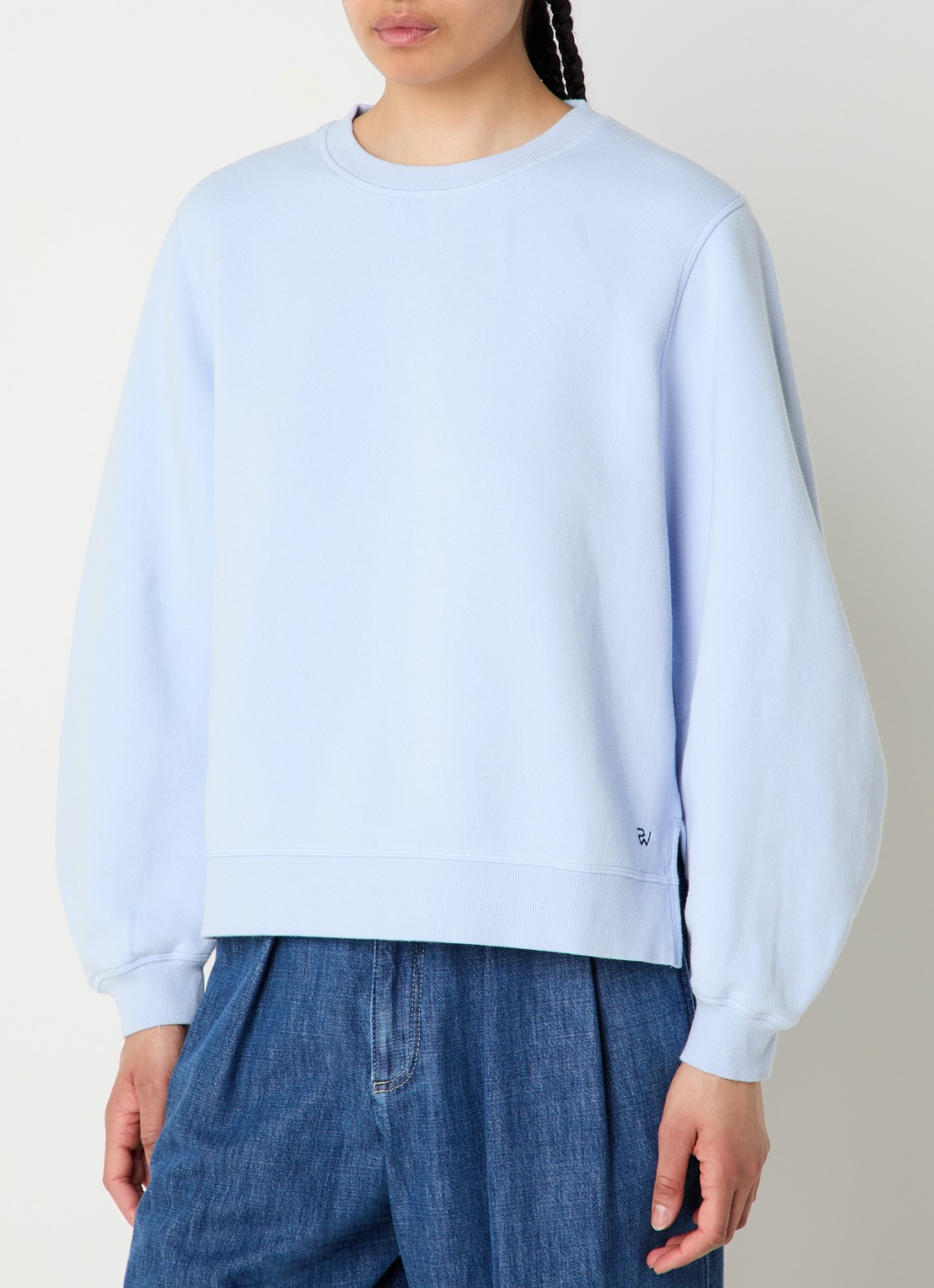 River Woods Sweater met borduring - detail 3 lichtblauw