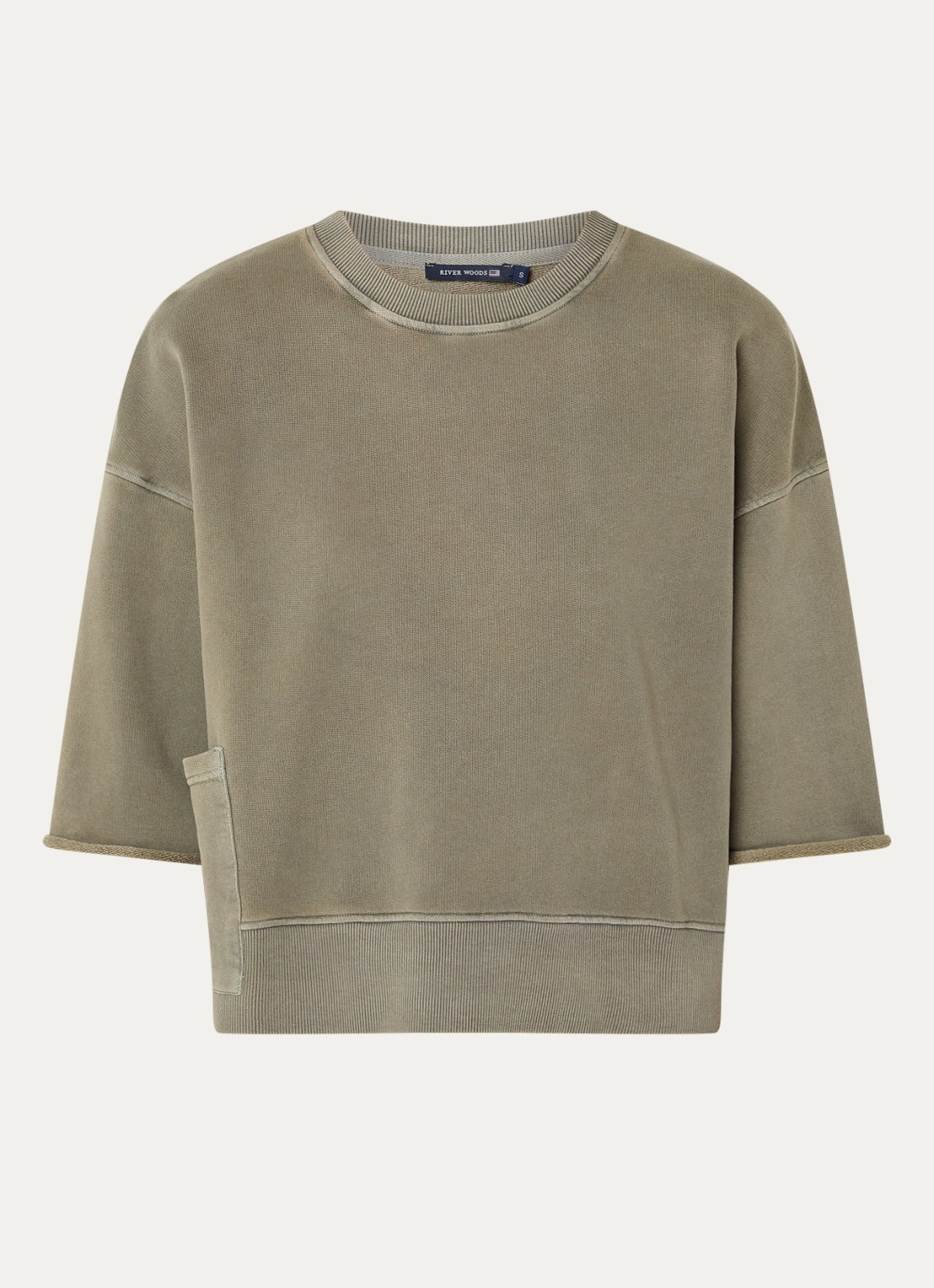 River Woods Sweater met opgestikte zak - voorkant 3 olijfgroen