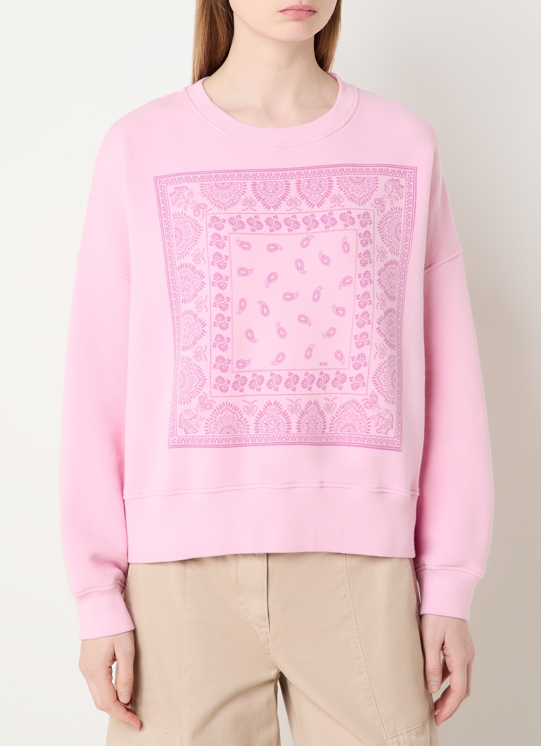 River Woods Sweater met paisley dessin - detail 4 roze