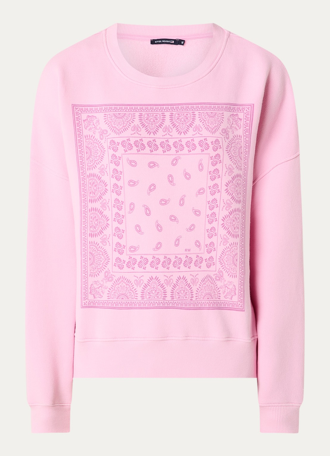 River Woods Sweater met paisley dessin - voorkant 2 roze