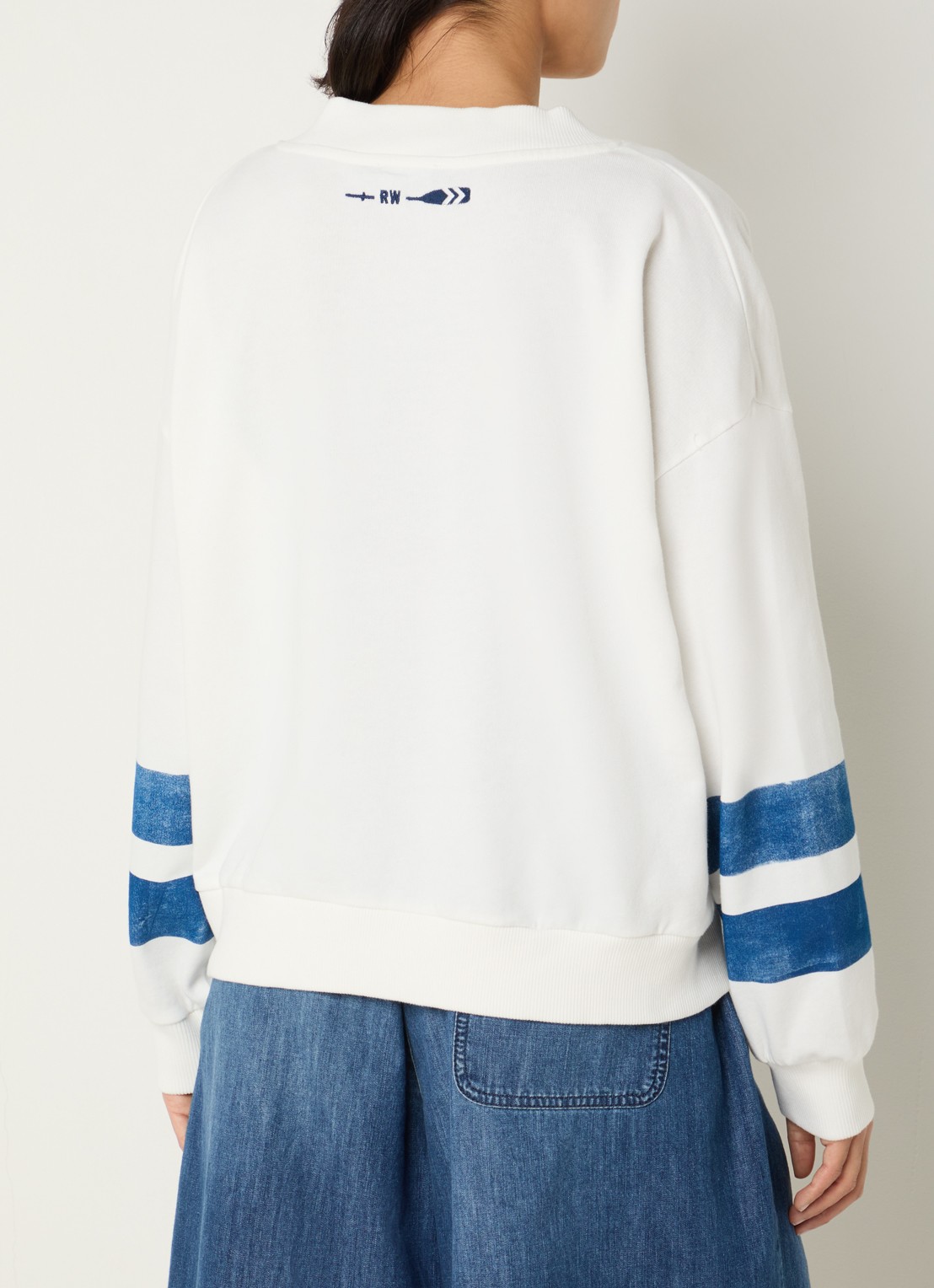 River Woods Sweater met print en V-hals - achterkant wit