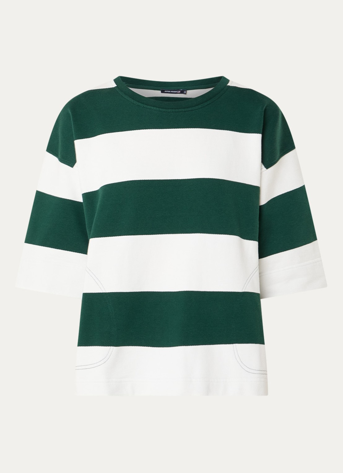 River Woods Sweater met streepprint - voorkant 2 groen