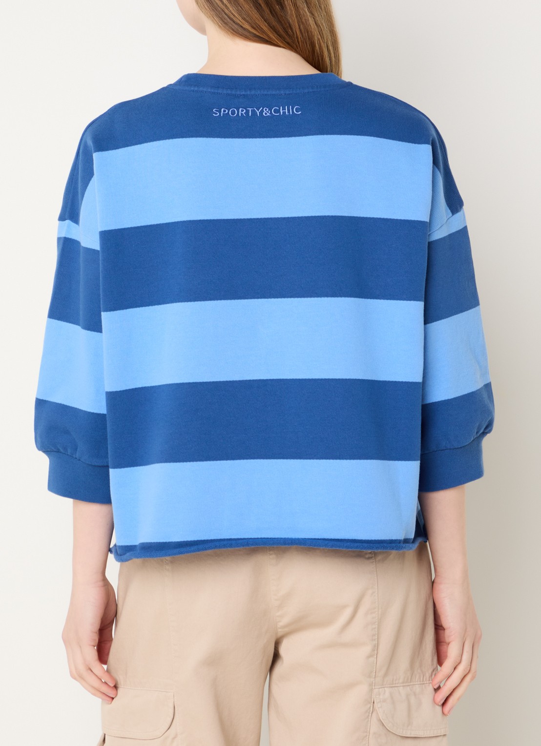 River Woods Sweater met streepprint - achterkant 2 blauw